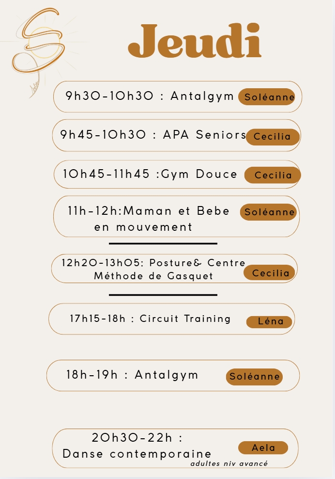 a.4 Planning Activité Sportive :  Jeudi